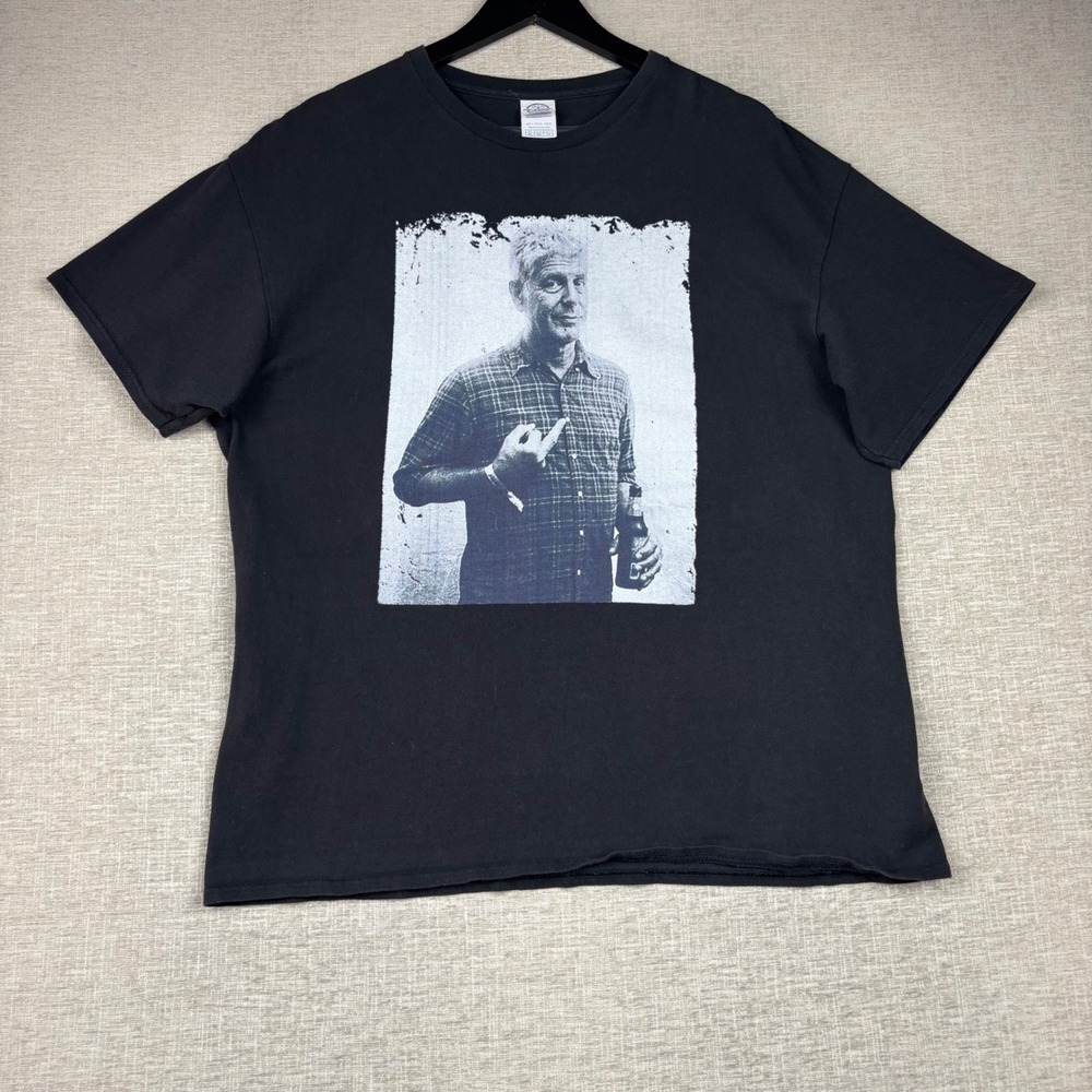 Delta Pro Weight Anthony Bourdain Graphic T-Shirt Mens XL Black Short Sleeve Tee
